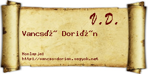 Vancsó Dorián névjegykártya